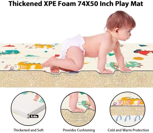 XVISHX Baby Play Mat, 74 x 50 Inch Play Mat Perfect for Use Baby Playpen, Foldable Baby Foam Playmat for Floor, Portable Waterproof Activity PlayMats for Babies, Infants and Toddlers - Image 4
