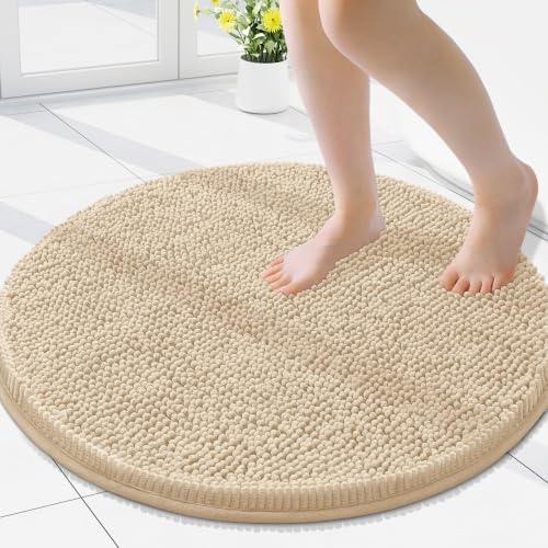 Smiry Round Bathroom Rugs 24X24, Chenille Extra Soft Absorbent Bath Mat by Smiry
