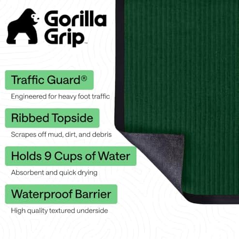GORILLA GRIP Traffic Guard Indoor Outdoor Heavy Duty Door Mat, 60x36 Green - Image 2
