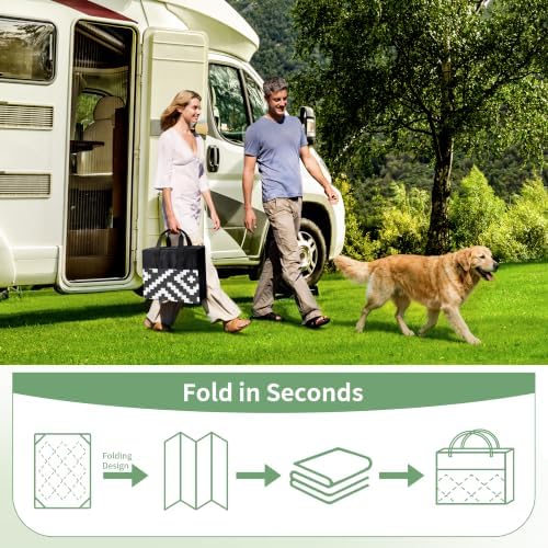 GENIMO Outdoor Rug, Waterproof Plastic Rugs for Patio, 6'x9' Black White - Image 6