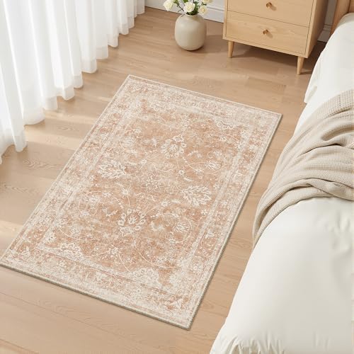 Madane 2x3 Washable Rugs for Entryway, Soft Kitchen Door Mat Jasper Orange - Image 4