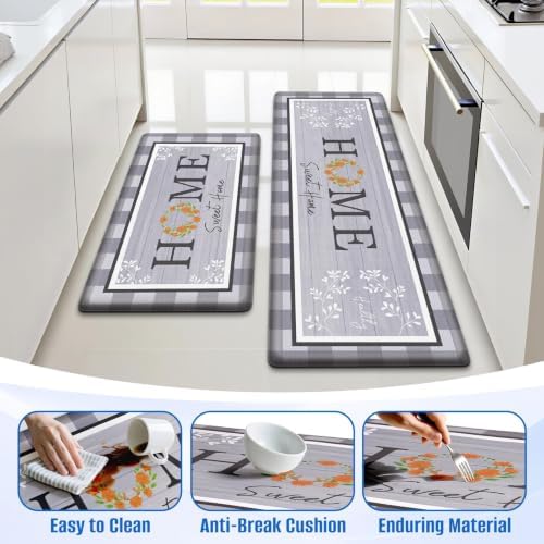 Kitchen Mats 2PCS, Anti Fatigue Rugs, 17.3x30+17.3x47.2in, Grey - Image 5