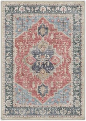 GENIMO 3x5 Outdoor Rug, Washable for Porch and Balcony, Distressed Red - Image 2