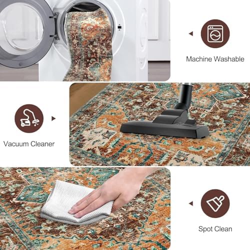Yamaziot Washable Runner Rug, 3x14 Non-Slip Boho Hallway Kitchen Rug - Image 4