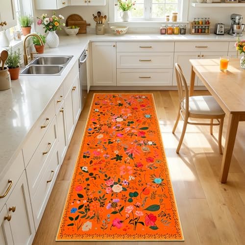 ISEAU Runner Rugs for Kitchen,2x6 Area Rug for Entryway Dorm Rug,Orange by ISEAU