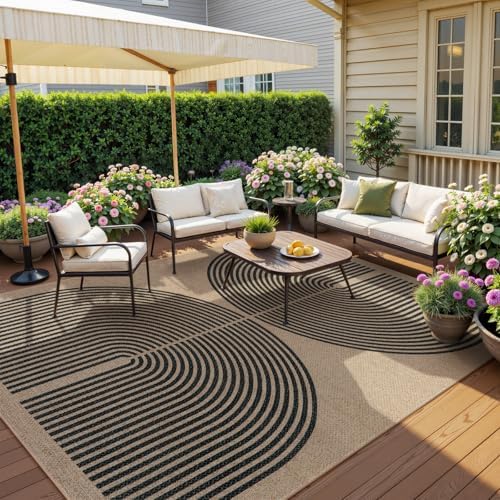 Lahome Modern Rainbow Easy Jute 9x12 Rug, Large Non Slip Indoor Outdoor Rug - Image 2