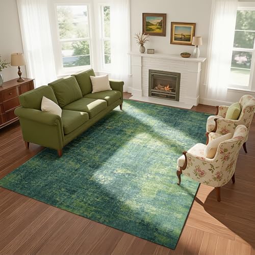 8x10 Green Washable Area Rugs for Living Room,Bedroom,Dining Room,Playroom by Lbris