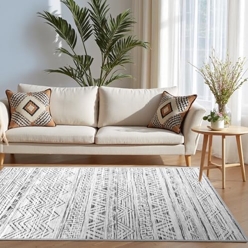 3x5 Area Rug Washable Moroccan: Non Slip Entryway Floor Mat Grey - Image 2