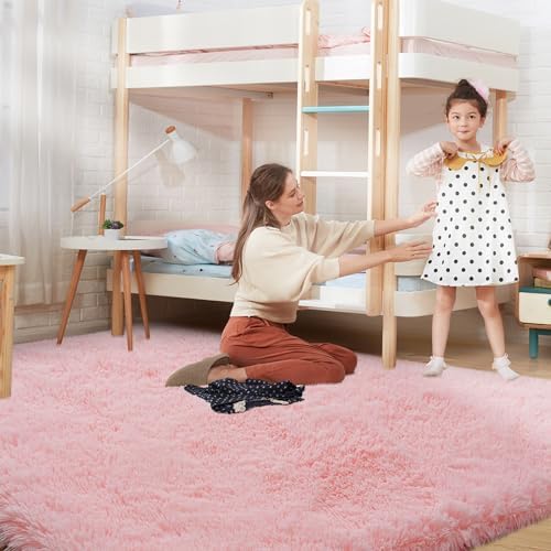 Topmaxcs Pink 5x7 Fluffy Area Rugs: Furry Cute Bedroom Rugs - Image 4