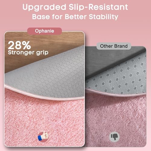 Ophanie Soft Fluffy Shaggy Rugs for Bedroom Living Room Dorm Nursery Home Decor Aesthetic,Color Pale Pink, Size 4' Round - Image 4