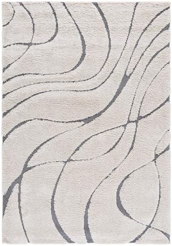 SAFAVIEH Florida Shag Rug 6'x9', Soft Plush Modern Cream & Grey SG471-1180 - Image 2