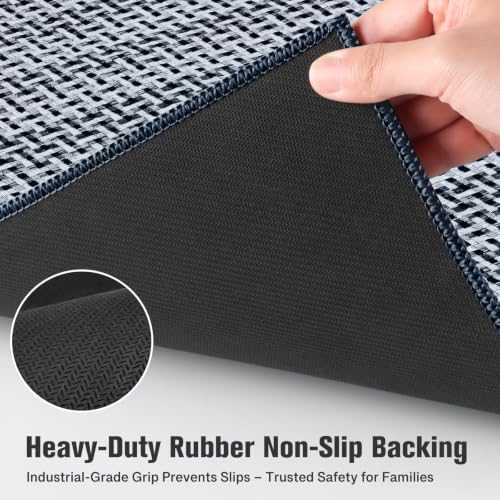 StepRite Kitchen Rugs 2 PCS, Kitchen Mats for Floor, 20"x32"+20"x60", Navy - Image 4