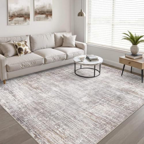 LOONGRUG 10x14 Area Rugs Washable Neutral Modern Living Room Rug Grey Tan - Image 6