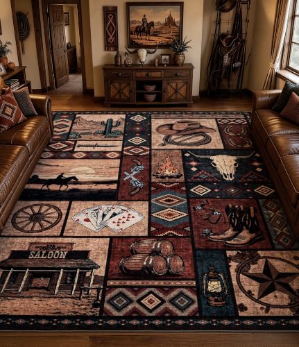 YIHOUSE 8x10 Western Cowboy Area Rugs for Living Room by YIHOUSE