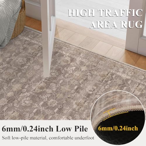 Living Room Washable 9x12 Area Rug Soft Boho Large Carpet Taupe Wheat - Image 6