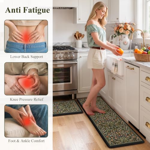 Collive Anti Fatigue Mats for Kitchen Floor, Black Padded Kitchen Rug Sets - Image 4