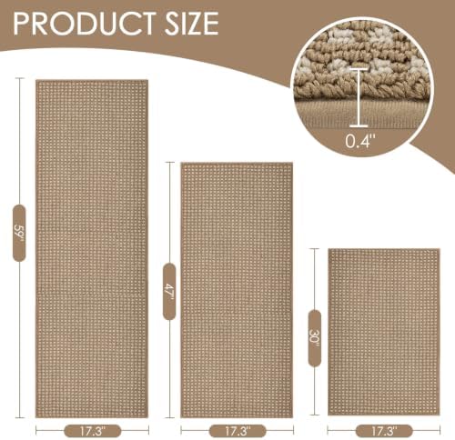 hicorfe Waffle Kitchen Runner Rugs Set of 3,Non Slip Kitchen Mats for Floor - Image 2