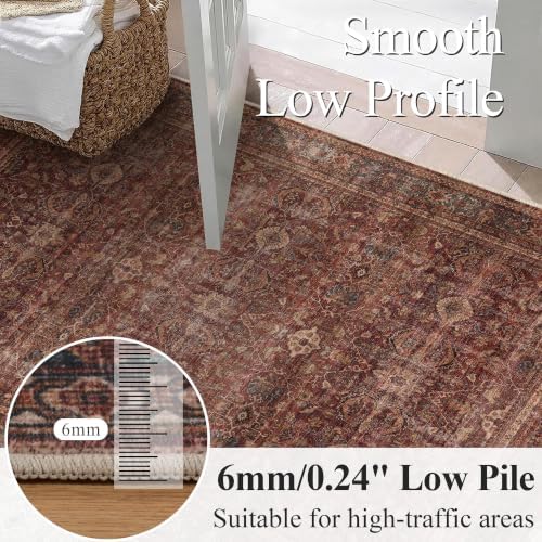 Schweek 2x3 Entryway Rug Washable Non Slip Area Rug Soft Door Mat Brick Red - Image 4