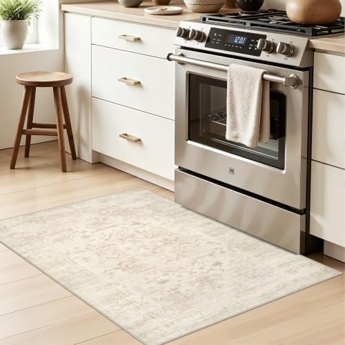 Washable Area Rugs 2x5: Living Room Bedroom Carpet Beige/Brown - Image 3