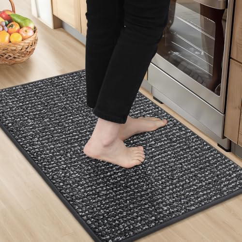 BEQHAUSE Kitchen Rugs 20"x32", Non-Slip Kitchen Mats for Floor, Charcoal by BEQHAUSE