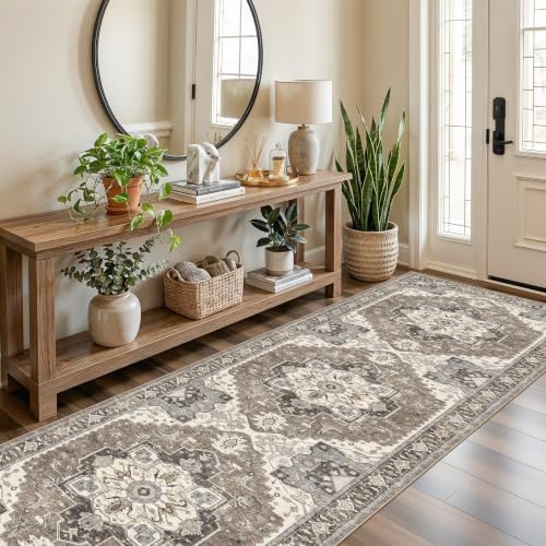 Washable Kitchen 3x8 Runner Rug - 3x8 Hallway Rug Distressed Mats Non-Slip Soft Room Floor Carpet for Dining Room (Beige,3x8) - Image 3