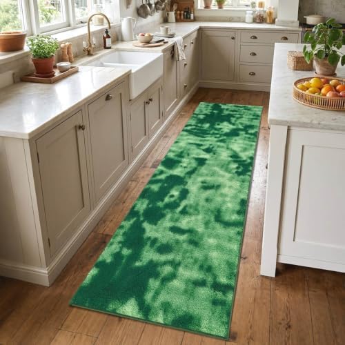 2x8 Tie-dye Green Runner Rug Washable Non-Slip for Kitchen Hallway Bathroom by Unknown