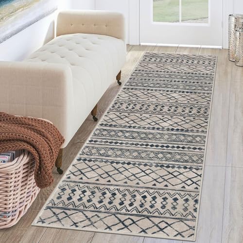 KUTA Washable Hallway Runner Rug 2x6 Vintage Boho Light Brown Black by KUTA