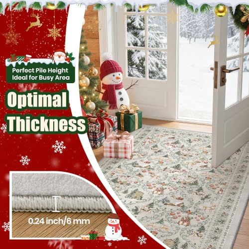 Christmas Runner Rug 2x10, Washable Rugs for Living Room (2'x10', Grey) - Image 6