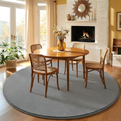 Amearea Grey Round Area Rugs 5ft Circle Rugs for Bedroom Living Room - Image 7