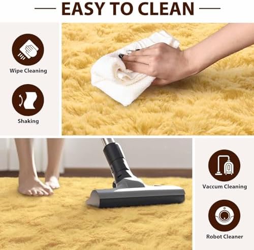 FinRèc Home 6x9 Non-Slip Fluffy Area Rugs for Living Room (Yellow) - Image 6