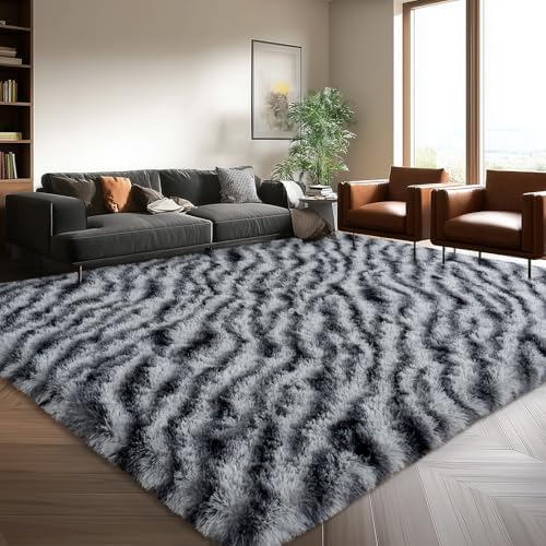 6x9 Zebra Fluffy Rug for Bedroom Living Room Washable Non-Slip - Image 2