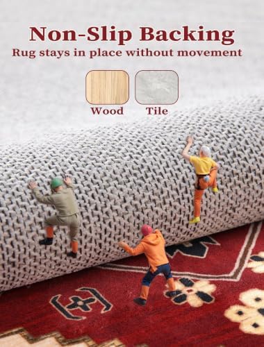 SERISSA 2x5 Washable Non Slip Boho Runner Rug for Hallway，Red Black - Image 3