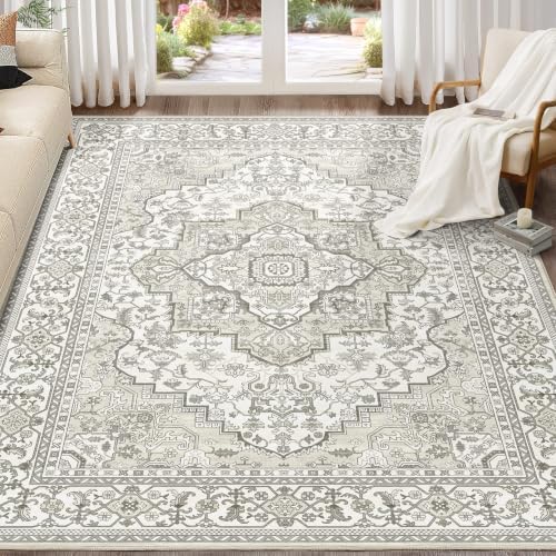 EIEIHOUSE Washable 9x12 Area Rugs for Living Room Ivory Light Greige by EIEIHOUSE