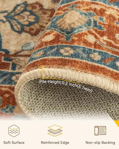 RELEANY Washable Area Rug, Square 10'x10', Red/Orange/Blue/Brown - Image 2