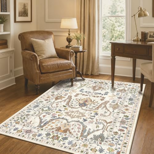 Area Rug Living Room Rugs 4×6 Washable Floral Rug - Image 3