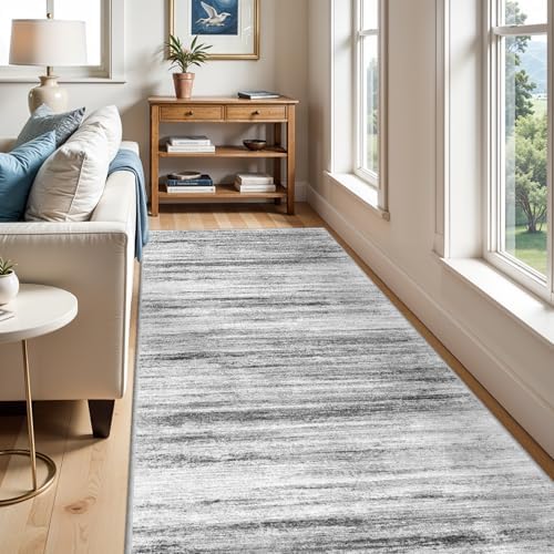 Large Runner Rugs for Hallway 4x16: Non-Slip Washable Wide Carpet - Soft Low-Pile Stain and Spill Resistant Rug for Entryway Living Room Dining Room Balcony Garage Office Grey - Image 6