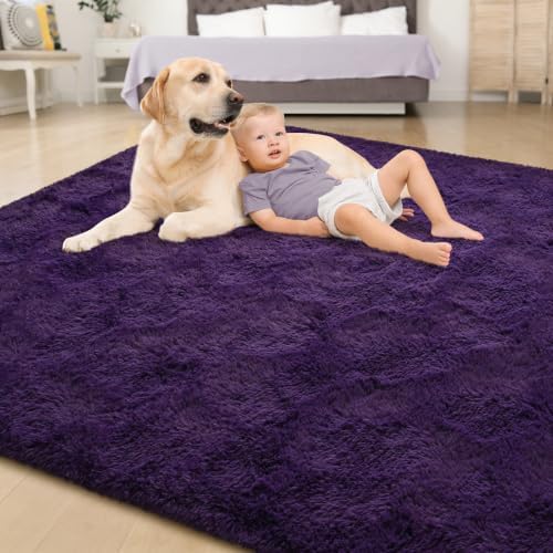 Tepook 5x8 Area Rugs for Living Room, Soft Fluffy Purple Rug for Bedroom - Image 4