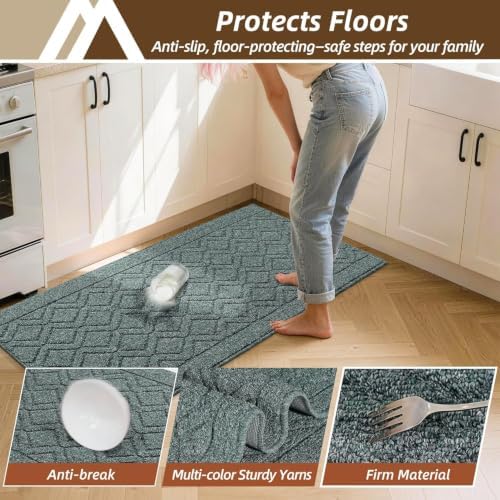 COSY HOMEER Kitchen Rugs Sets of 2 Non-Slip Washable,60x24Inch/35X24Inch - Image 5