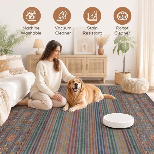 Nakagishi Boho 5x7 Area Rug Living Room Rugs Machine Washable Multi Color - Image 3