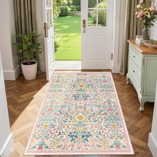 4x6 Floral Area Rug Soft Low Pile Boho Carpet for Living Room - Image 2