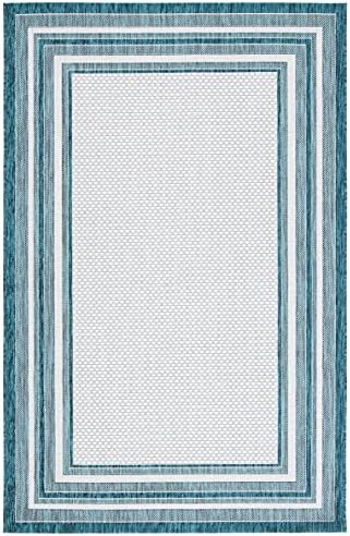 SAFAVIEH Courtyard Outdoor Area Rug 5'3"x7'7", Ivory & Teal CY8475-53512 - Image 3