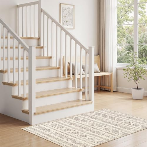Tortania Area Rug Living Room Rugs - 2x3 Washable Soft Neutral Boho Moroccan Farmhouse Mat Indoor Floor Carpet for Bedroom Under Dining Table Home Office Decor - Brown - Image 5