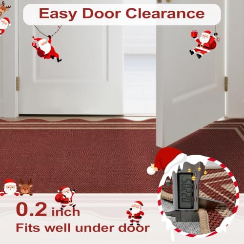 Easy Jute Red Christmas Front Door Mat, 2.6x4 Washable Entryway Rug Non Slip Small Kitchen Rug, Farmhouse Low Pile Floor Scalloped Rugs for Bathroom Porch Doorway - Image 5