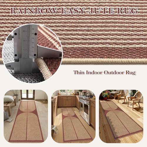 Lahome Modern Rainbow Easy Jute Entryway Rug, Washable Kitchen Runner Rug - Image 4