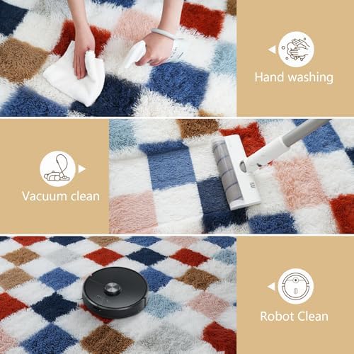 Shag Runner Rug for Bedroom Living Room 3x7 Upgrade Non-Slip Fluffy Soft Bedside Rugs,Colorful Shaggy Carpet for Livingroom Dorm Home Decor Aesthetic - Image 6