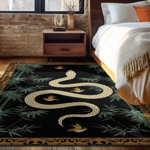 Bohemian Snake Area Rug 6x8 Dark Gothic Non Slip Carpet - Image 2