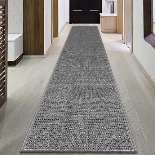 GOYLSER 12ft Hallway Runner Rugs Non Skid Washable, Absorbent Jute Kitchen Sink Rug Floor Runner Non Skid, Grey Long Laundry Room Rug Runner Mat by GOYLSER