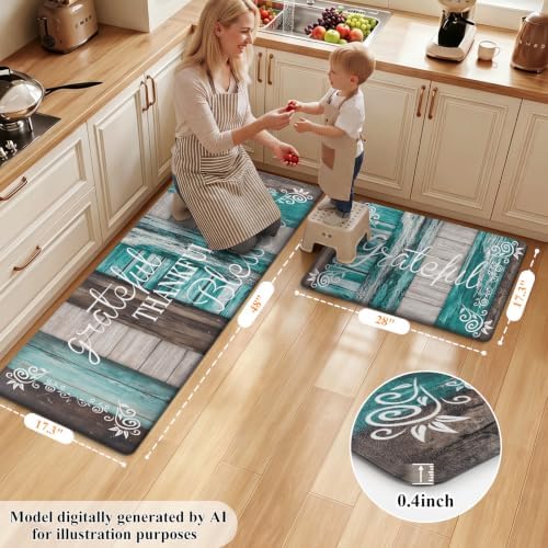 HEBE Anti Fatigue Kitchen Mat Set of 2, Cushioned Kitchen Mats for Floor - Image 2