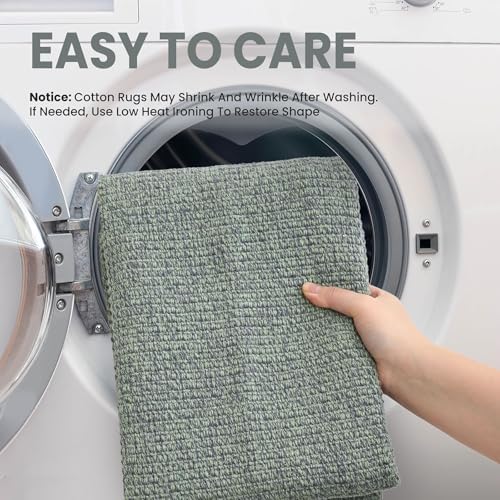 EARTHALL Washable Rugs for Entryway, Non Slip Aear Rug, 3x5 Ft, Green/Grey - Image 3