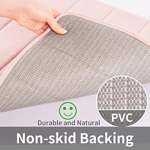 ROSMARUS Memory Foam Bath Mat, 17''x24'', Pink - Image 5